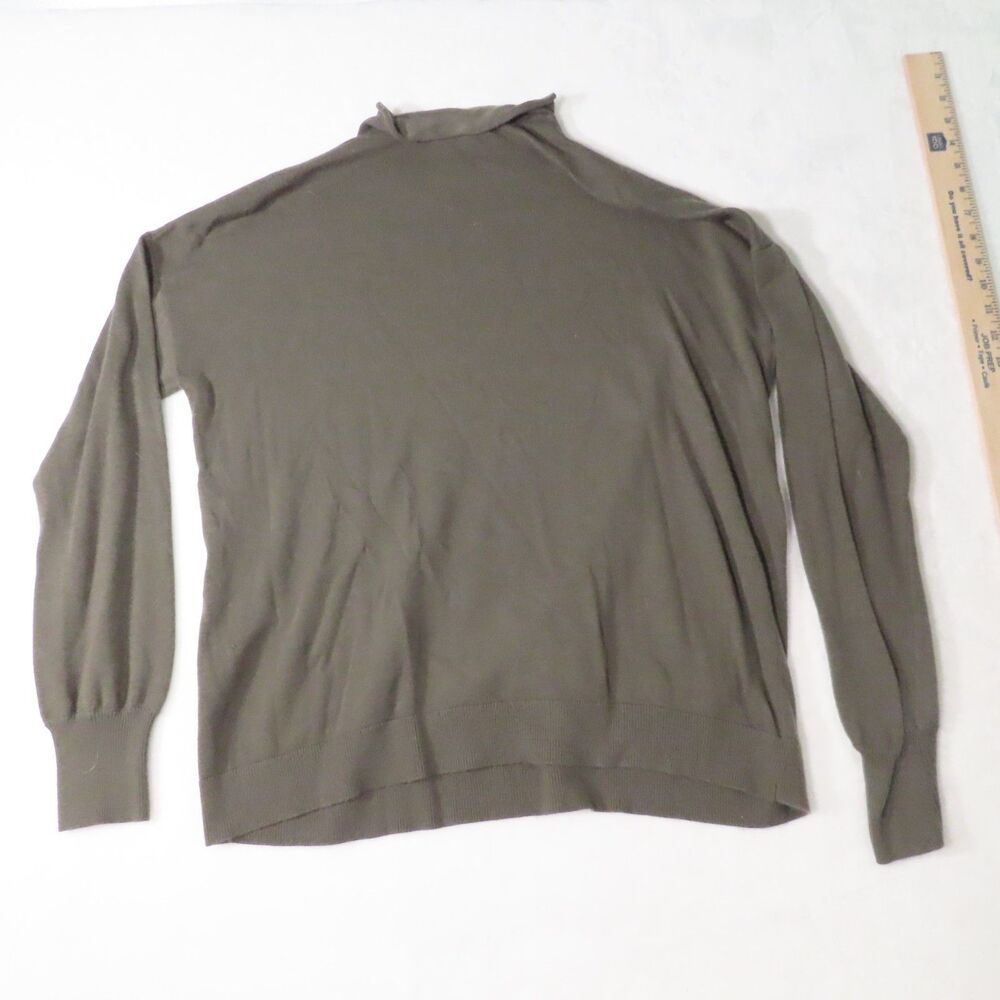Treasure & Bond Mock Neck Sweater Olive Green Women's M Fine Knit Long Sleeve